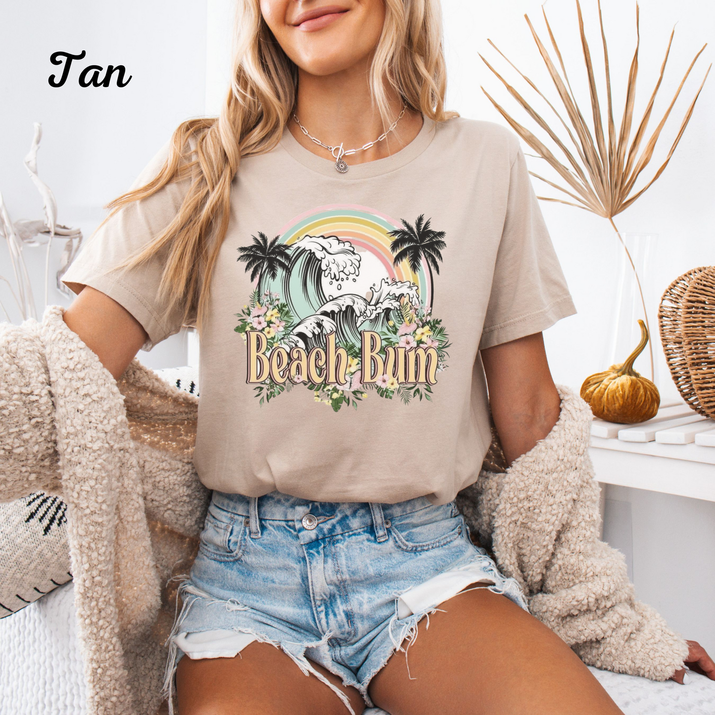 Beach Bum Summer Vibes T‑Shirt, Coastal Graphic Tee, Vacation Shirt