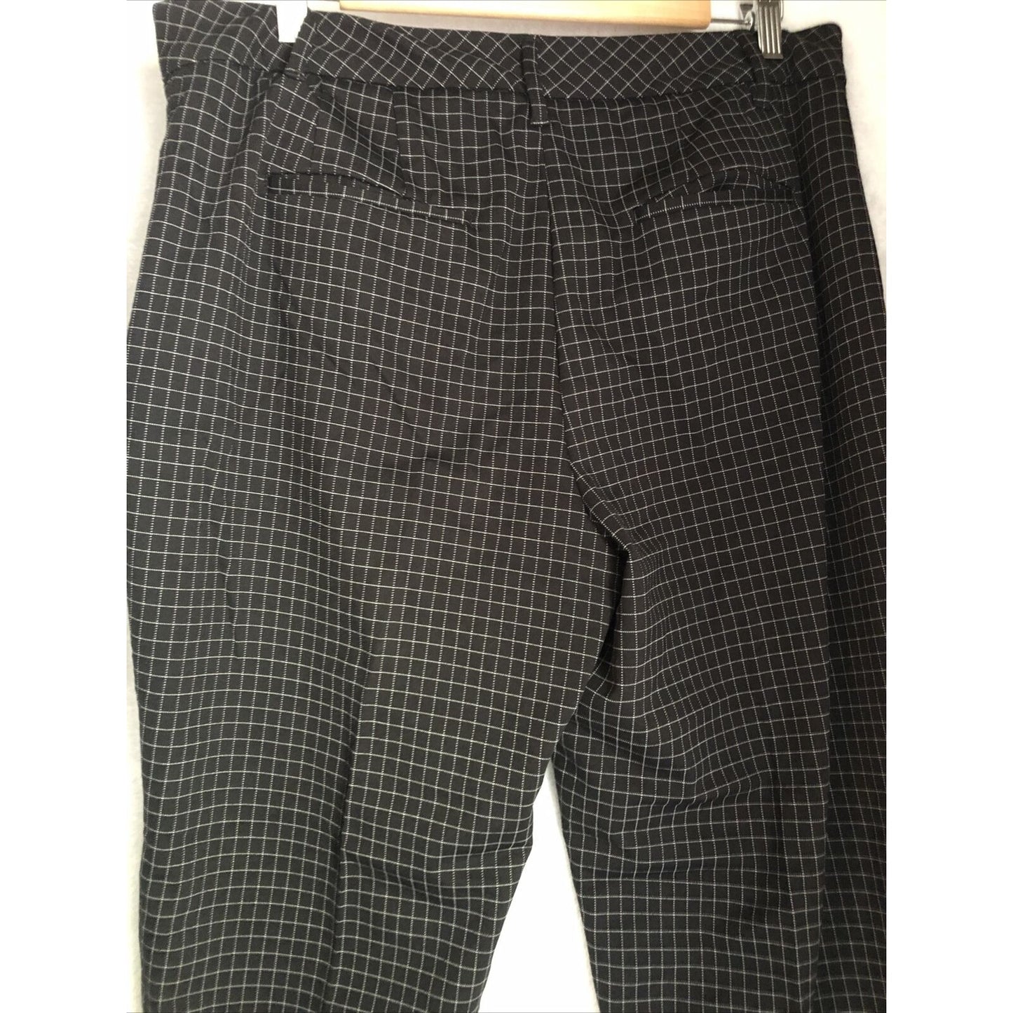 Women’s Tapered Ankle Plaid Black And Gray Dress Pants 12 Long