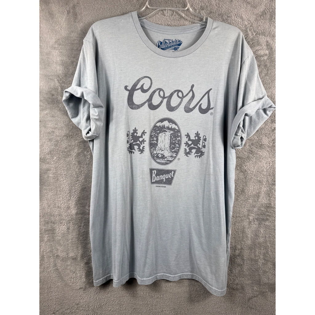 Old Navy Collectabilitees Coors Banquet Graphic Tee Shirt XL Light Blue Cotton Blend