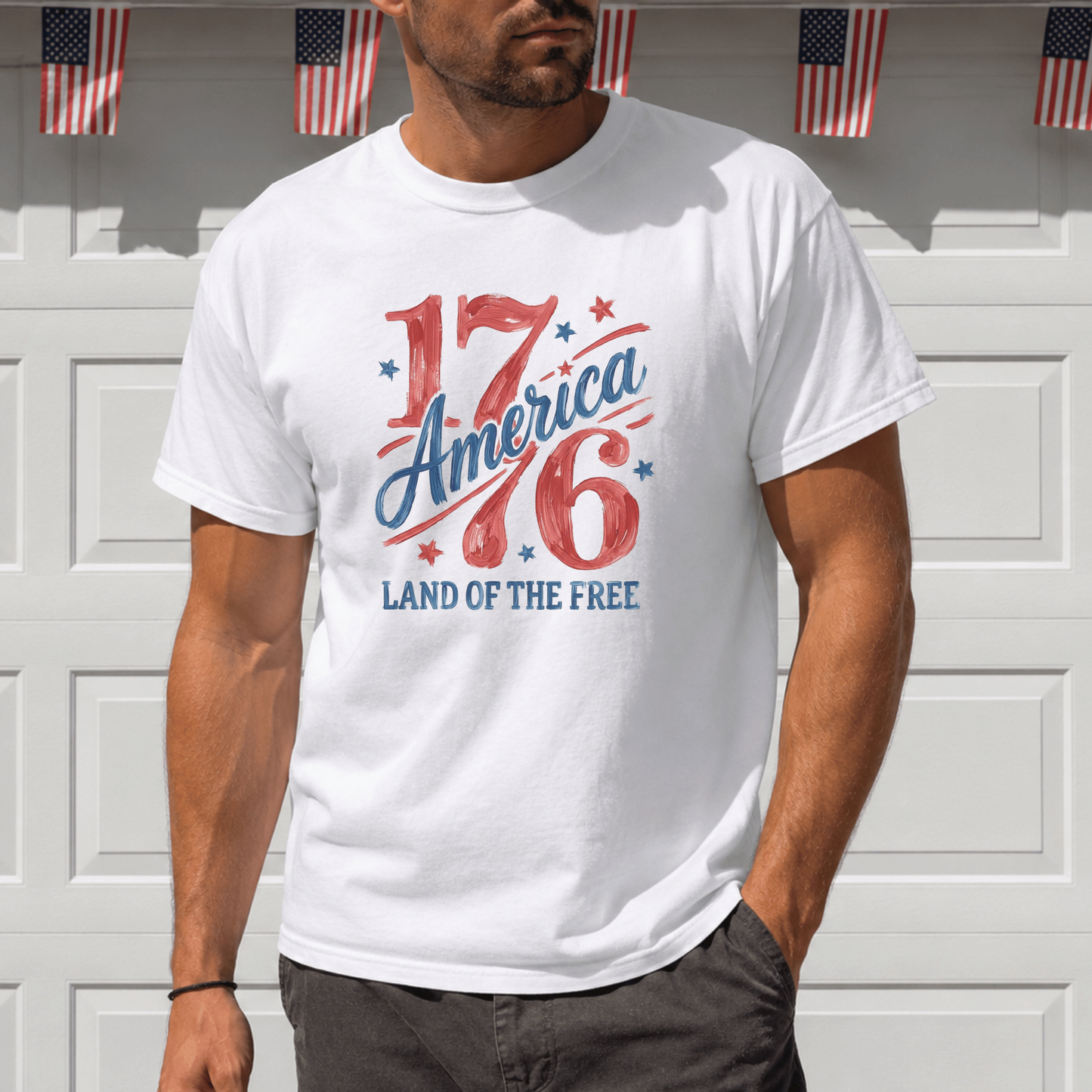 America 1776 T-Shirt, Patriotic Custom Tee, Vintage Style Graphic, Land of the Free Apparel, USA Celebration Shirt, July 4th Gift