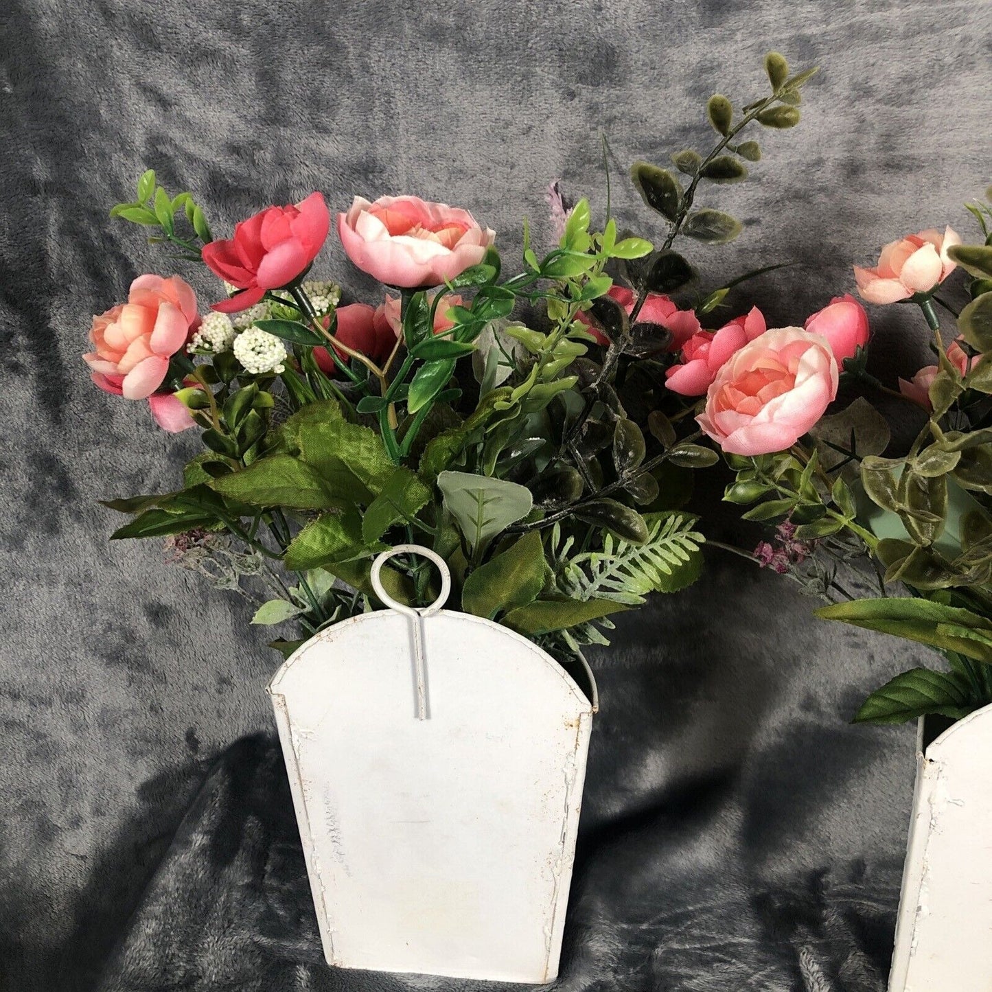 Artificial Hanging Flower Arrangements Handmade Floral Decor Two Piece Set