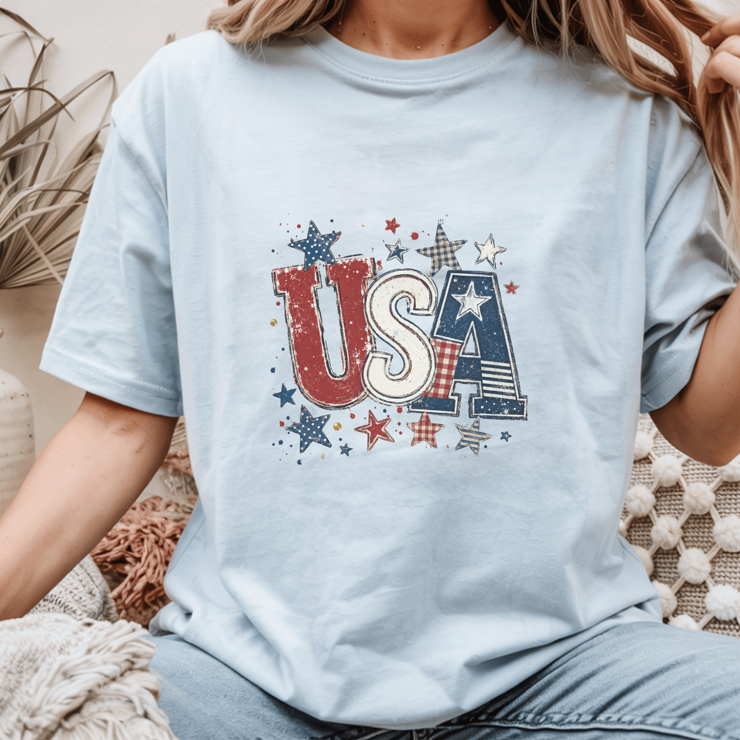 USA Patriotic T-shirt, Vintage Stars & Stripes Tee, Independence Day Clothing, Retro American Pride Shirt, Red White Blue Apparel