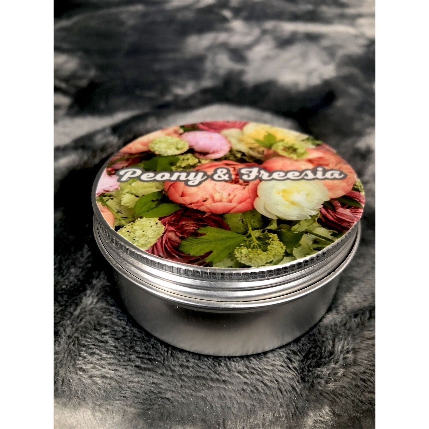 Hand Poured Candle Coconut And Soy Blend 4 Ounce Tin Peony In Freesia