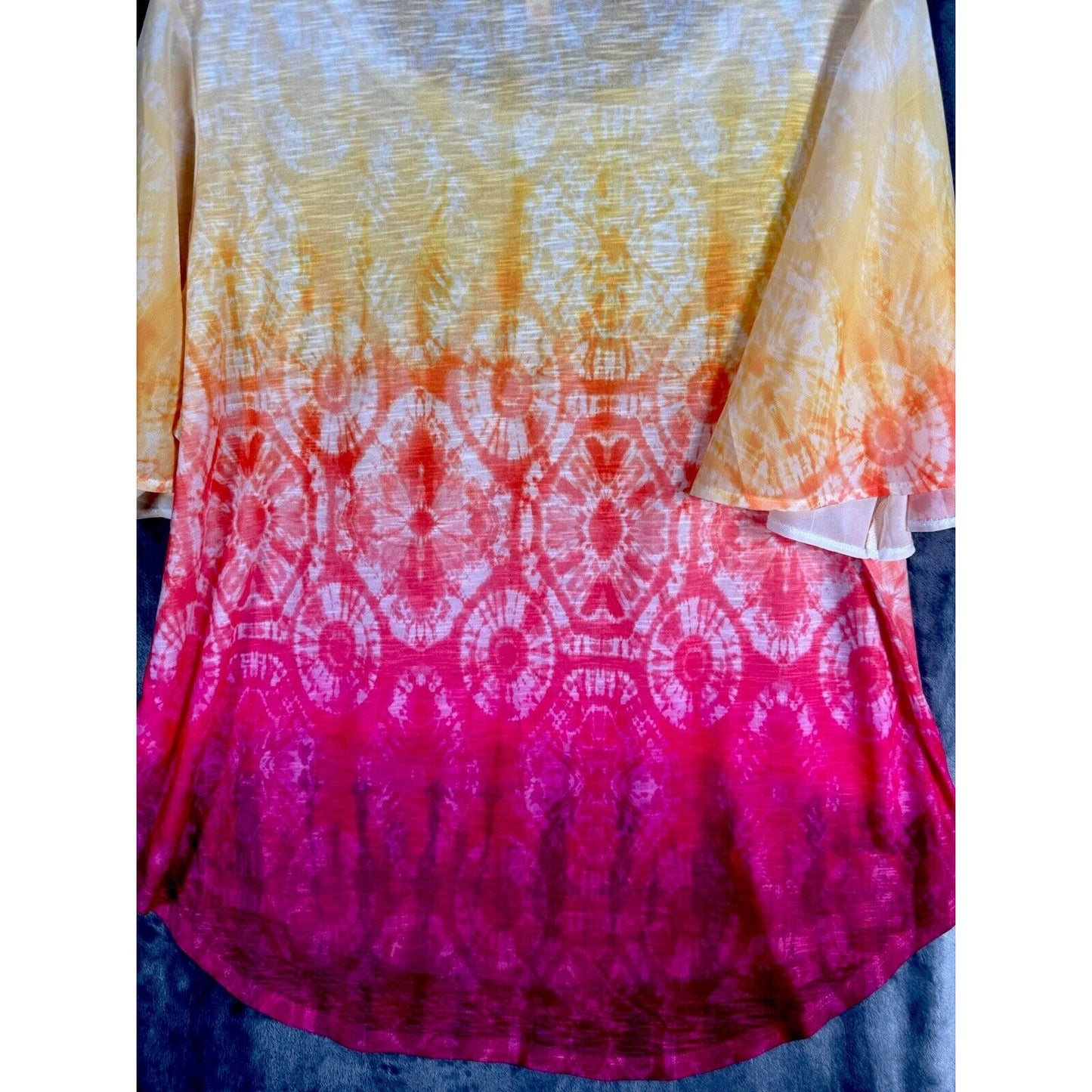 Concepts Women's Size 3X (22) Multicolor Tie Dye Accented Flutter Sleeve Top