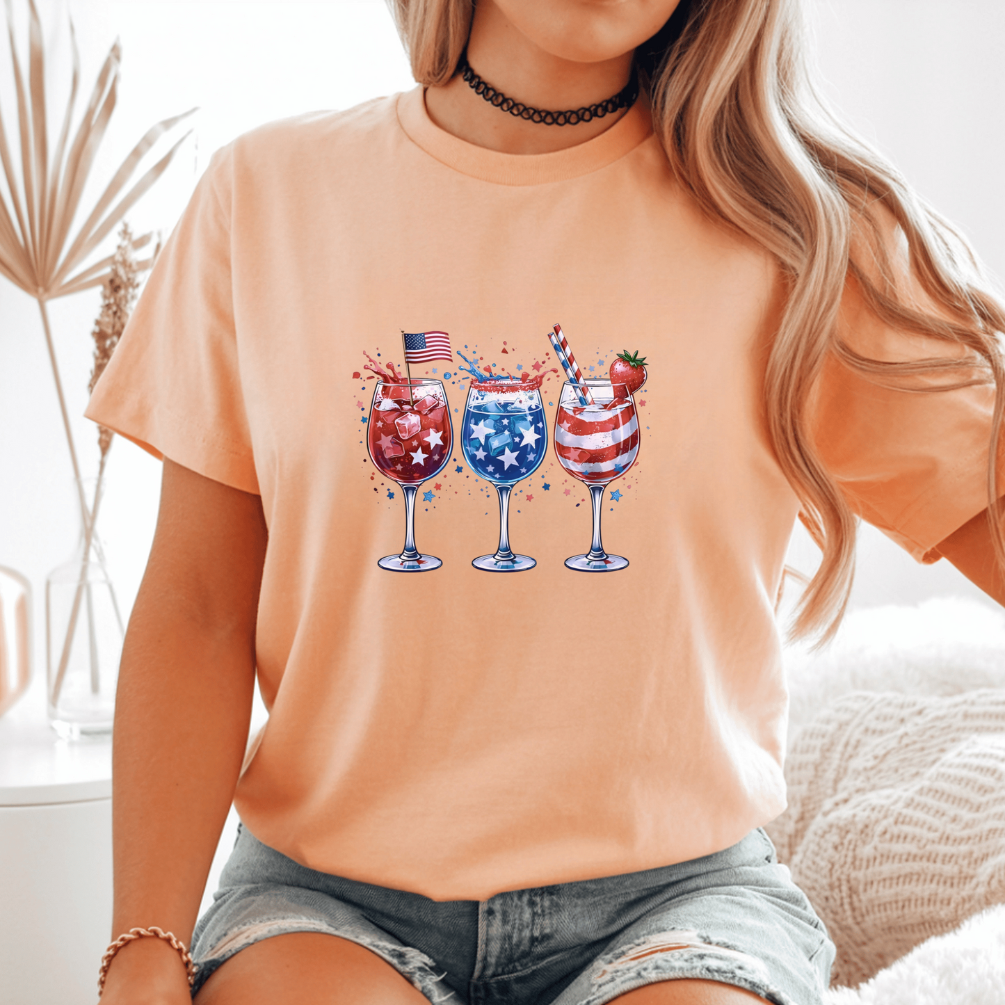 Patriotic Drinkware Design, Fourth of July Party, USA Themed Glasses, Fun Summer BBQ Decor, Independence Day Gift Idea, Watercolor Art