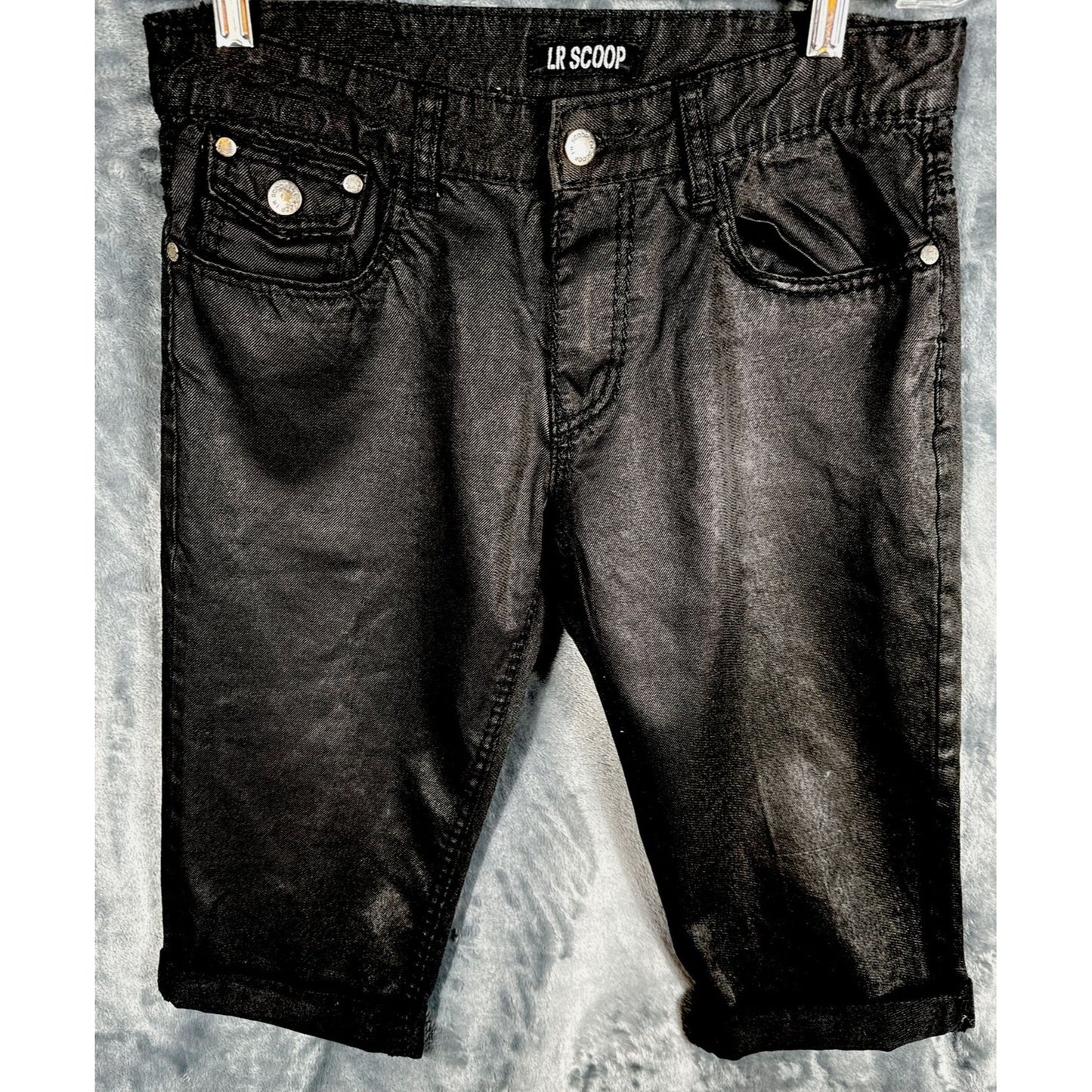 LR Scoop Modern Fit Men's Shorts Black Size 34 Flat Front 100% Cotton