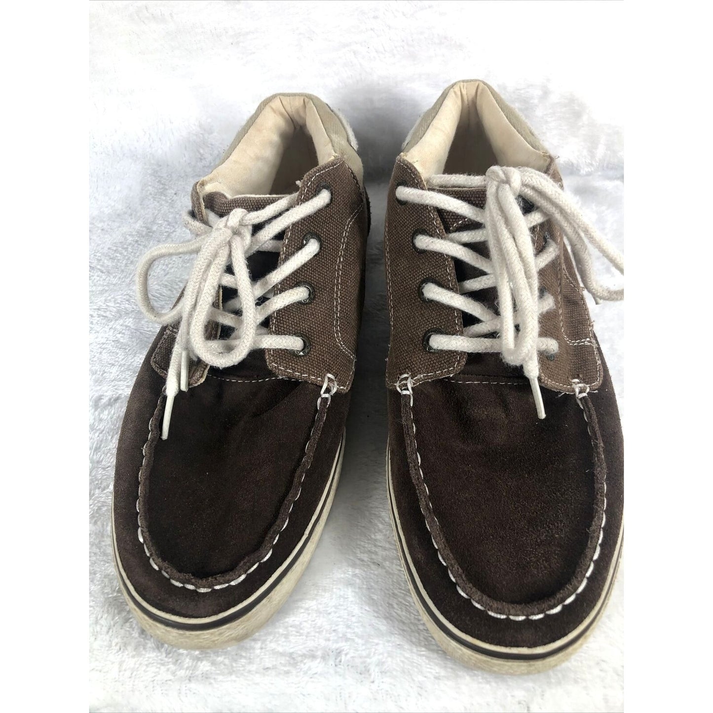 GBX Mens Boat Shoes 10M Casual Slip On Moc Toe Brown Leather Comfort Flats