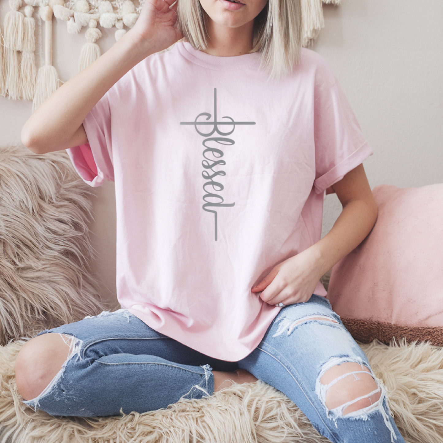 Blessed Christian Tee, Faith Graphic T-Shirt, Inspirational Religious Apparel, Gift for Her, Comfortable Spiritual Top, Spiritual Clothing