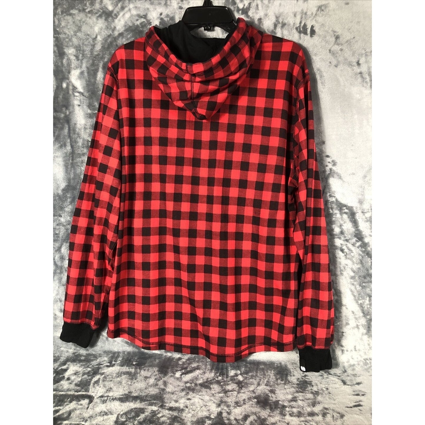 Red & Black Plaid Hoodie Men’s Large Long Sleeve With Side Zippers