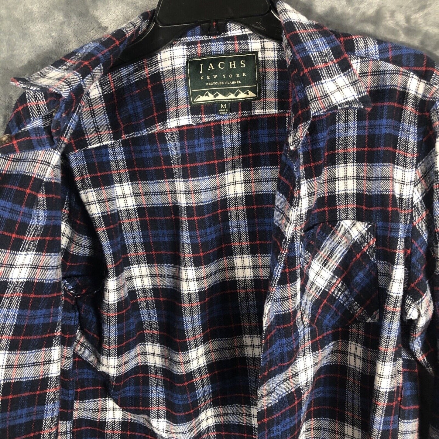 Jachs New York Flannel Shirt Men’s Blue Plaid Longsleeve Size Adult Medium