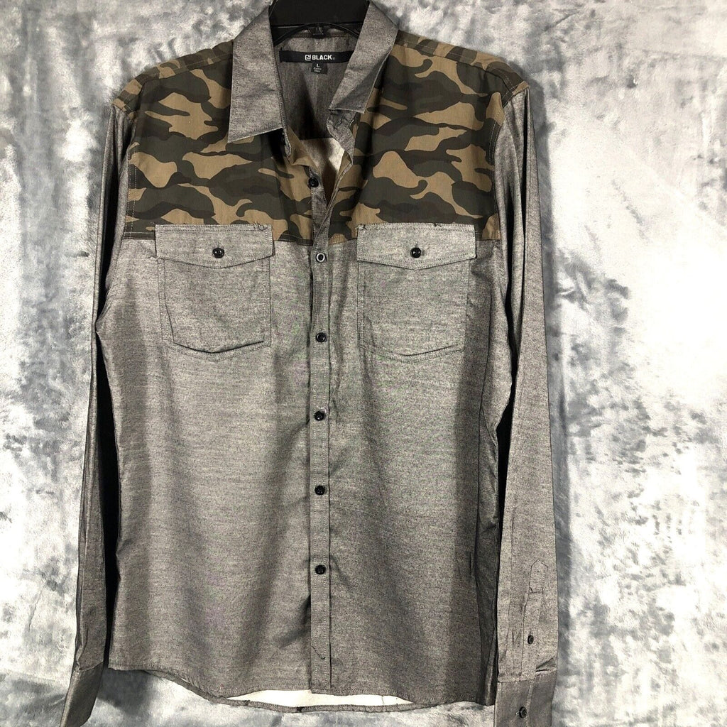 Black Camouflage Men’s Slim Gray Shirt Size Large