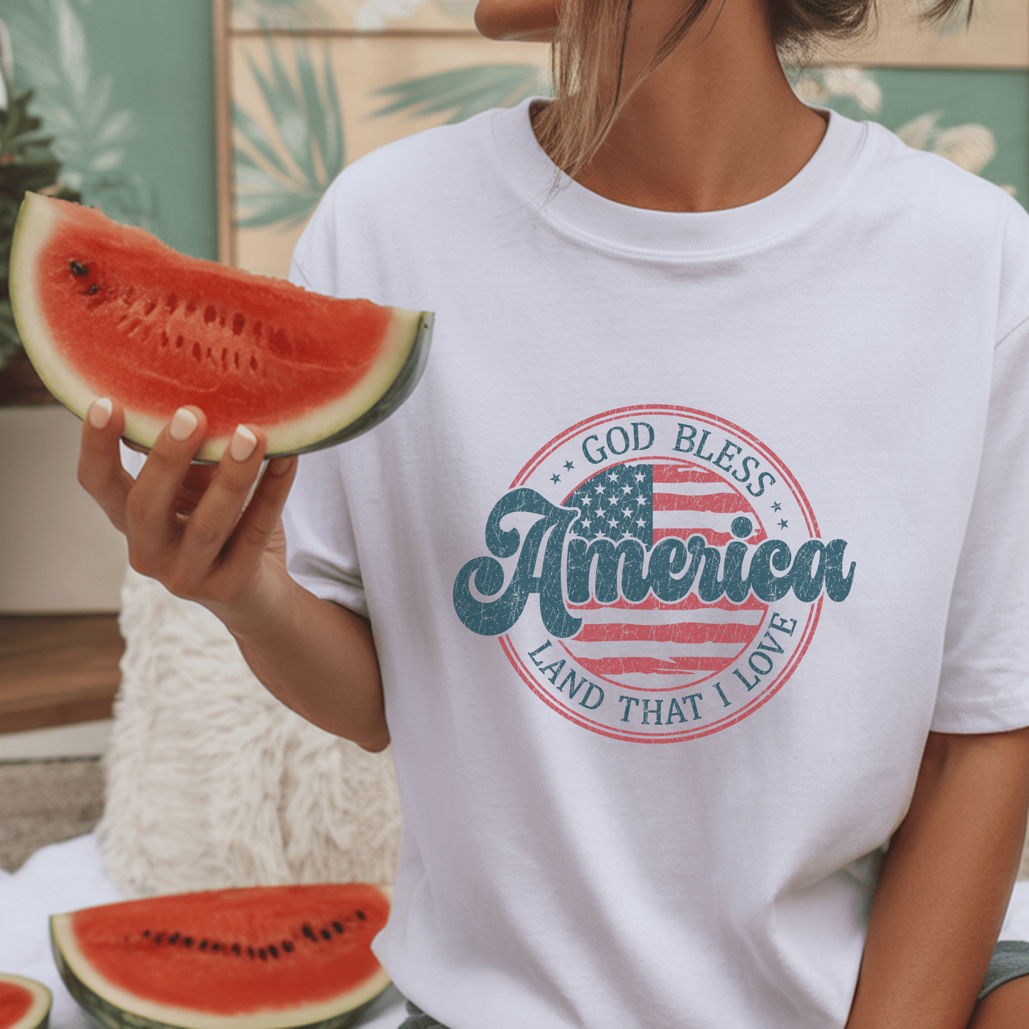 Patriotic God Bless America Shirt, USA Flag Graphic Tee, American Pride T-Shirt, Independence Day Apparel, Gift for Veterans