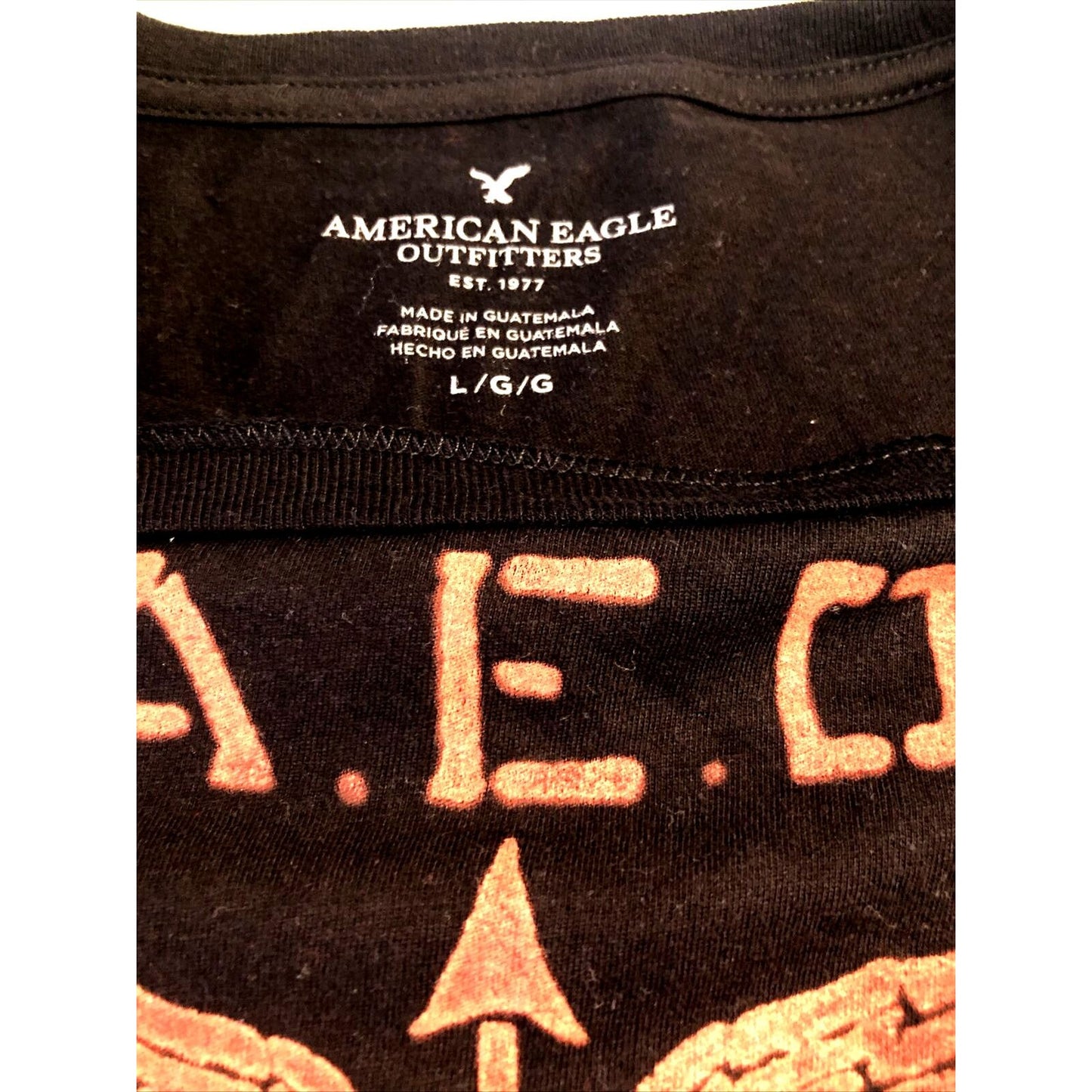 American Eagle Men’s Black Shirt Vintage Large VTG