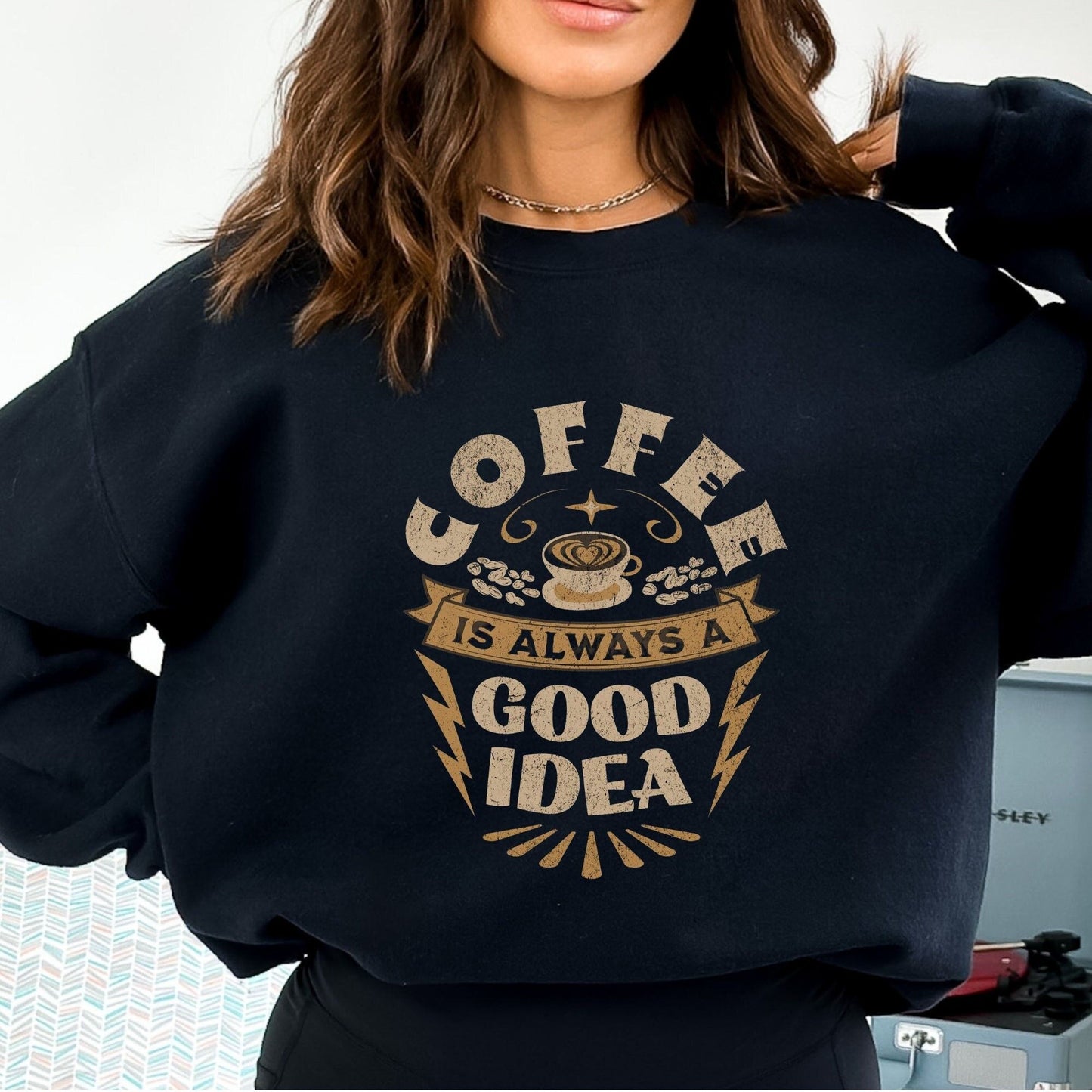 Caffeine Queen Women's Coffee Lover Sweatshirt For Brew-tiful Mornings