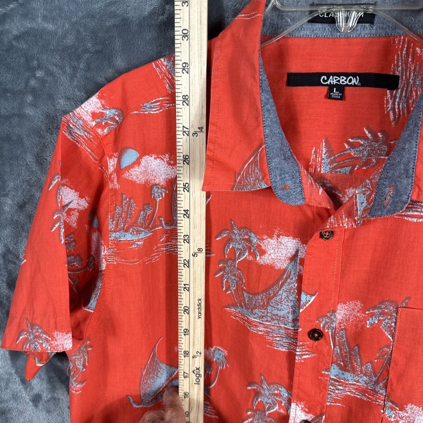 Carbon Polyester Short Sleeve Casual Button-Down Shirts for Men
