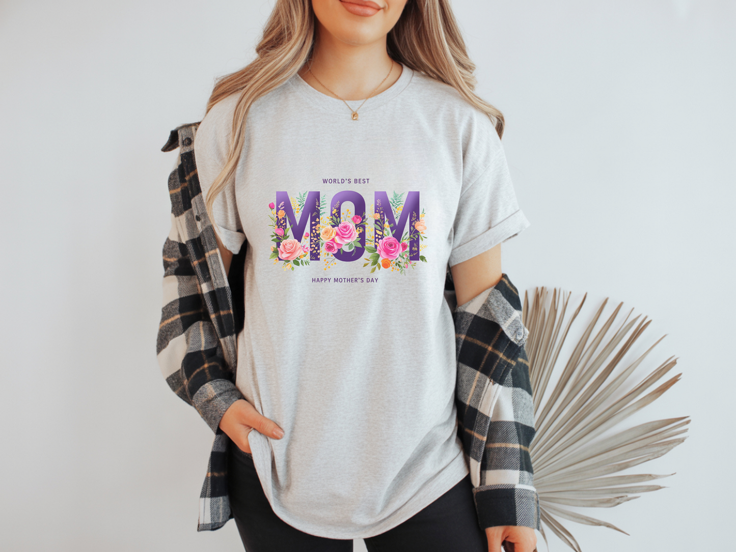 Mother's Day T-Shirt, World's Best Mom Tee, Floral Graphic Shirt, Gift for Mom, Gildan Cotton Shirt, Customized Mother's Day Gift