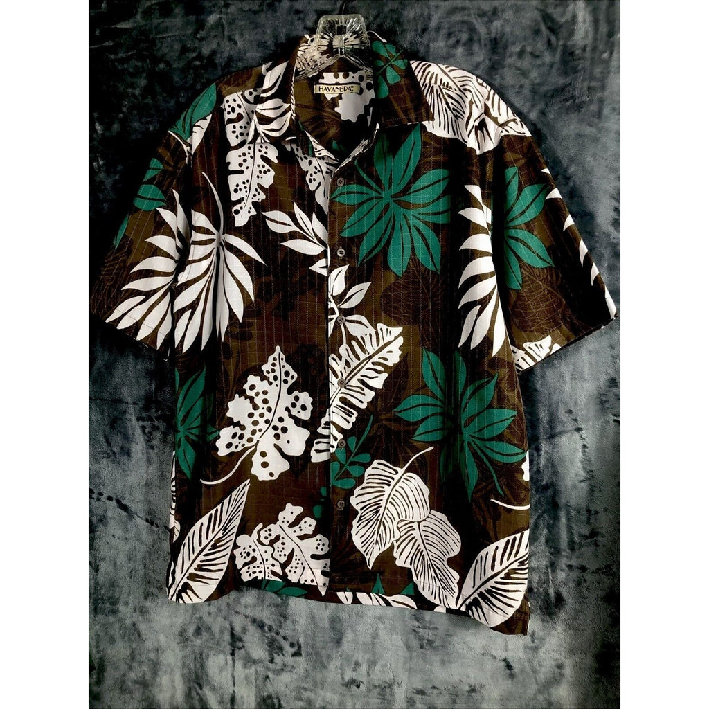 Havanera Hawaiian Shirt Men’s  Floral Button Down Tropical Shirt  Adult Medium