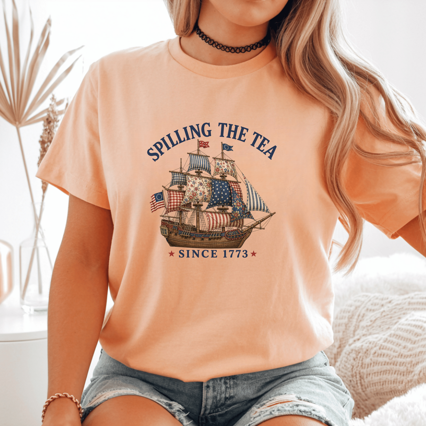 Spilling the Tea Nautical T-Shirt, Vintage Ship Graphics, American Revolution Design Tee, 100% Cotton Gift, Soft Washed Fabric