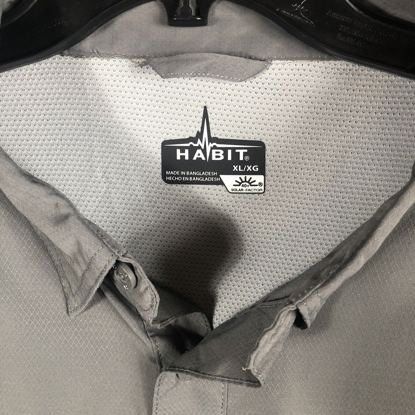 Habit Shirt Mens Extra Large Gray Long Sleeve Vented Fishing Outdoor Upf 40+