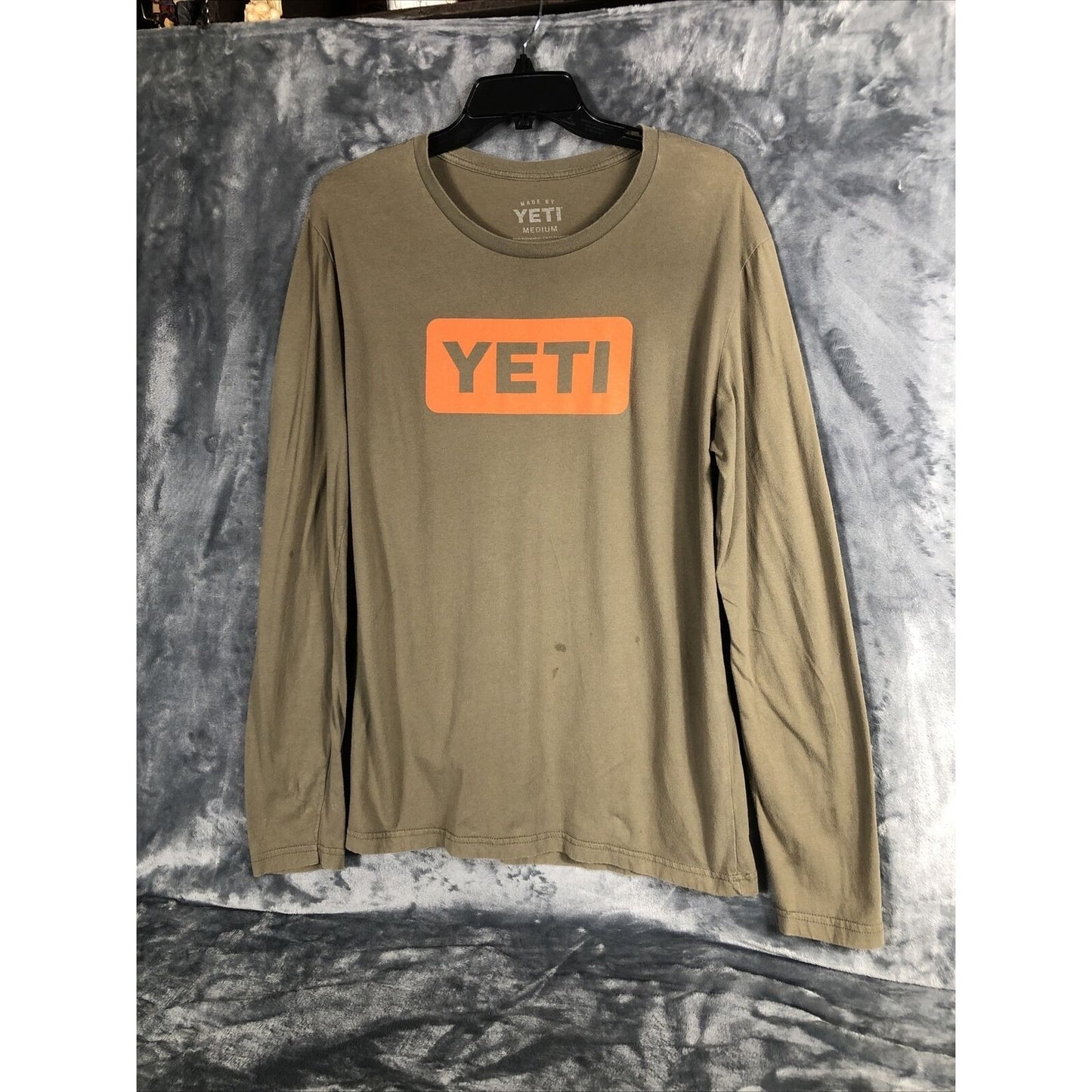 Yeti Coolers Logo Shirt Men's Long Sleeve Tee Shirt Green/Orange Adult Medium