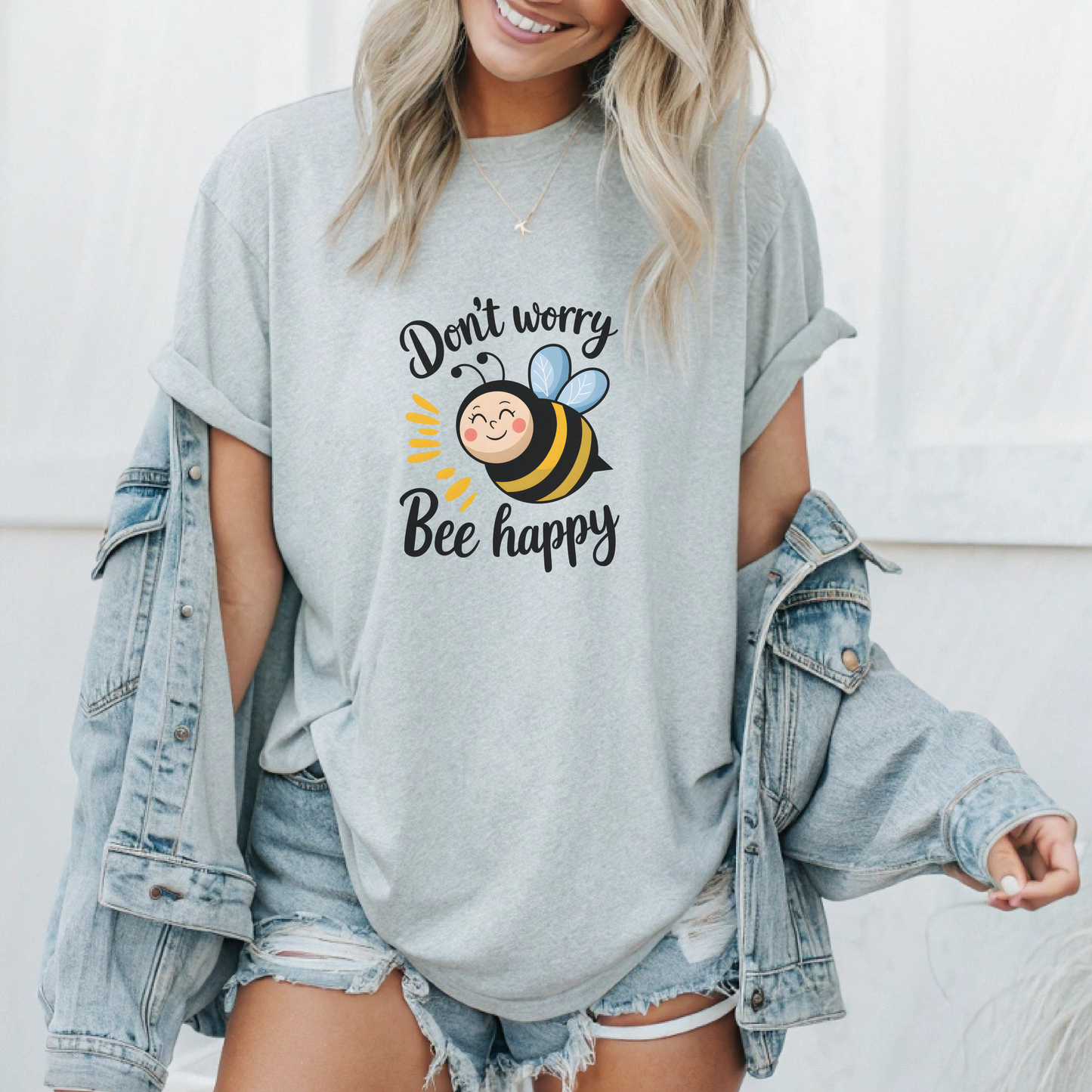 Cute Bee T-Shirt, Whimsical Graphic Tee for Bee Lovers, Fun Inspirational Gift, Bee Illustration Clothing, Joyful Nature Shirt, Happy Vibes Apparel