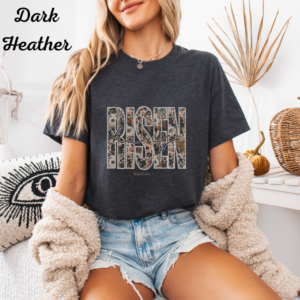 Risen Easter T‑Shirt for Women | Christian Easter Tee | Faith Based Graphic Shirt | He Is Risen Top | Resurrection Sunday Gift