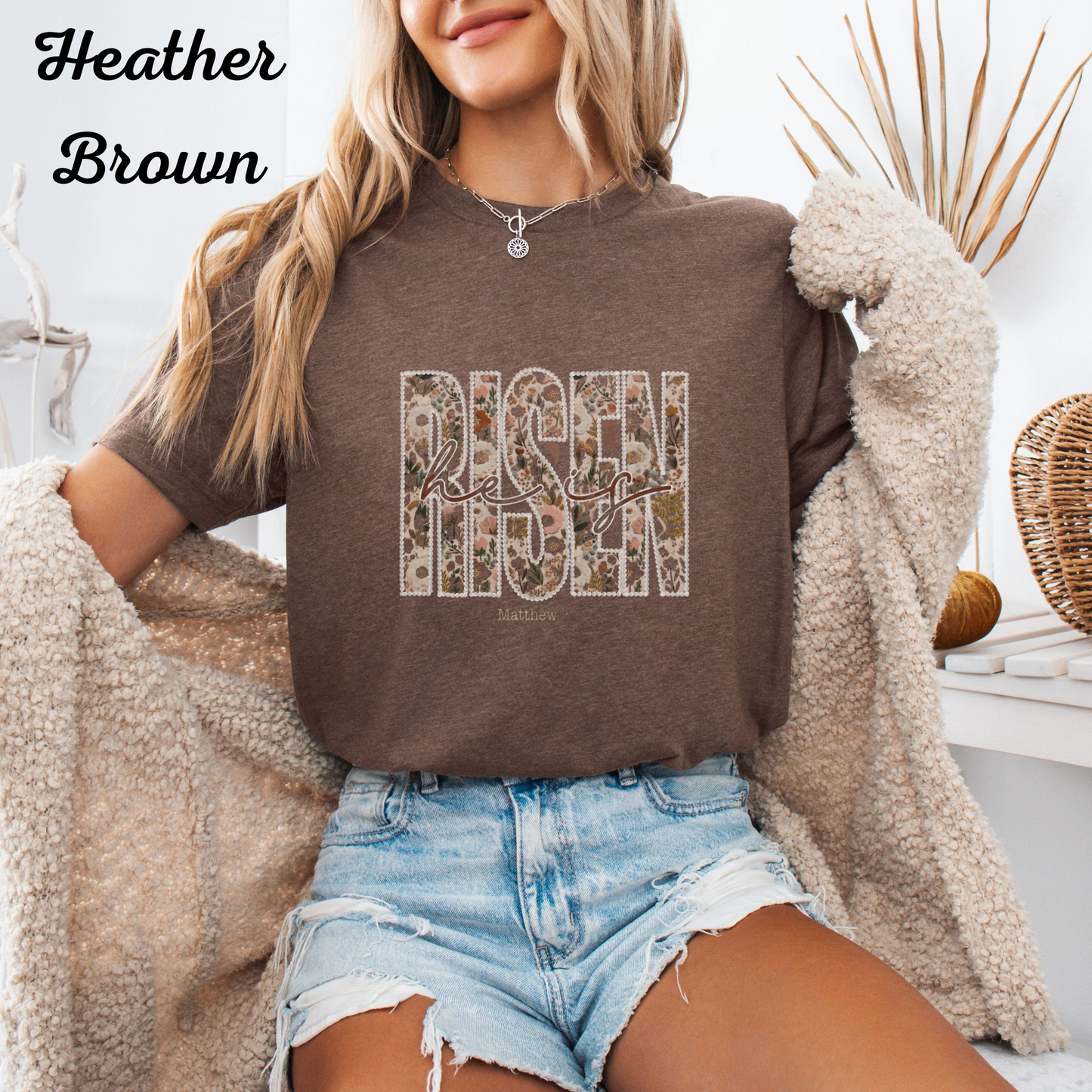 Risen Easter T‑Shirt for Women | Christian Easter Tee | Faith Based Graphic Shirt | He Is Risen Top | Resurrection Sunday Gift