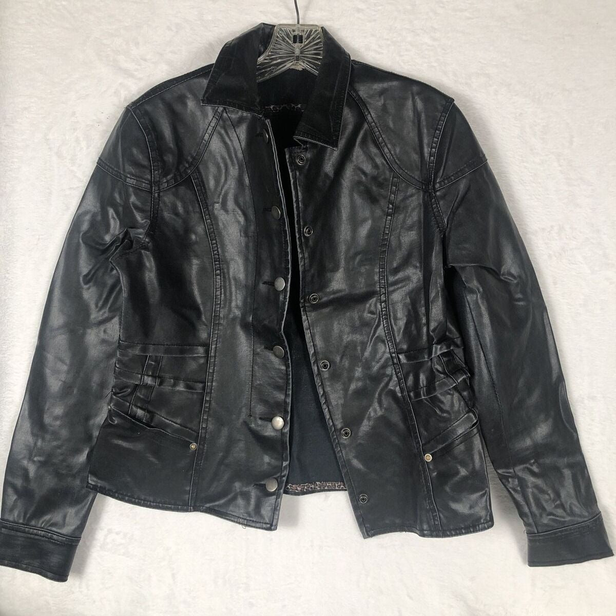 Biker Jacket  Woman's Black Casual Fitted Trendy Stylish Coat