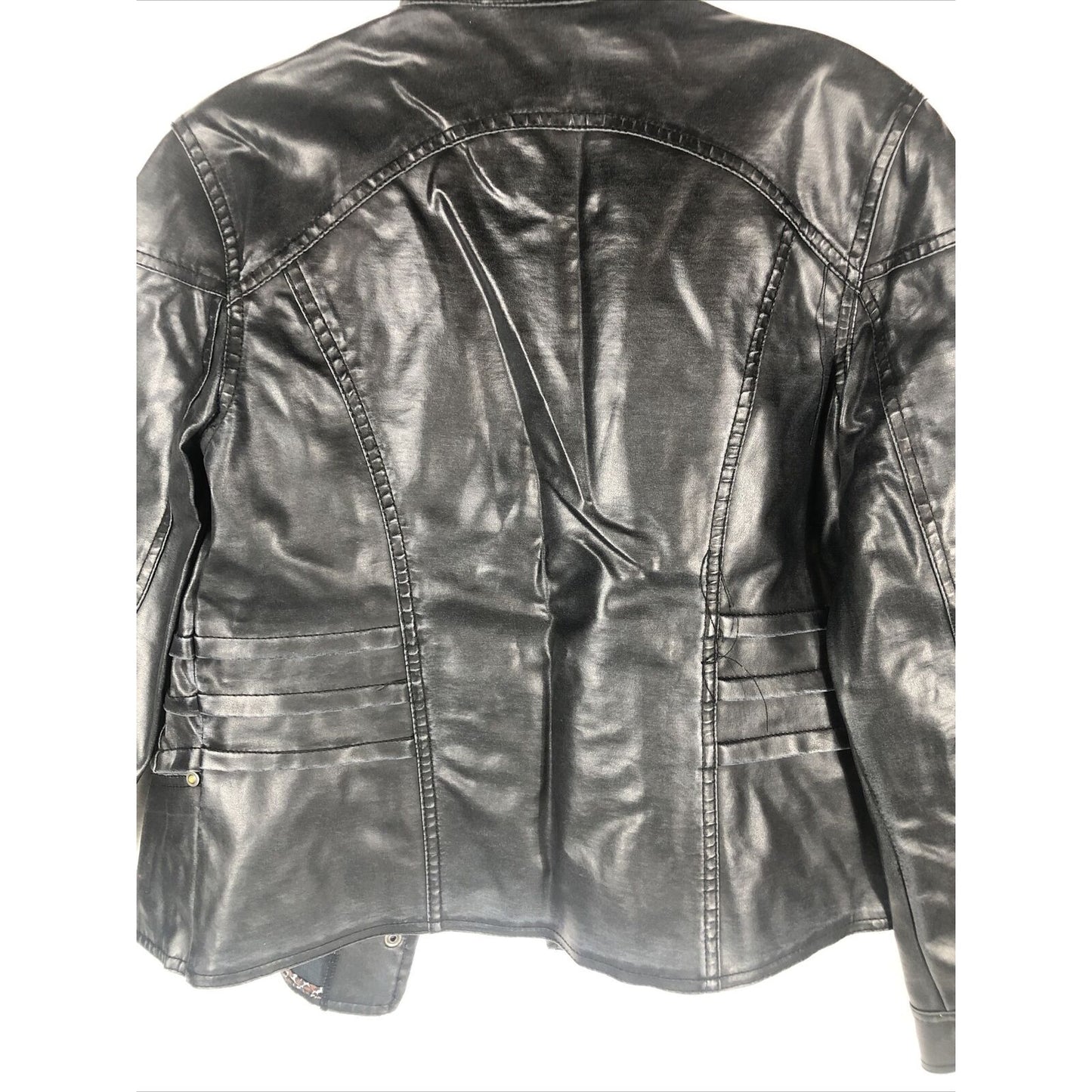 Biker Jacket  Woman's Black Casual Fitted Trendy Stylish Coat