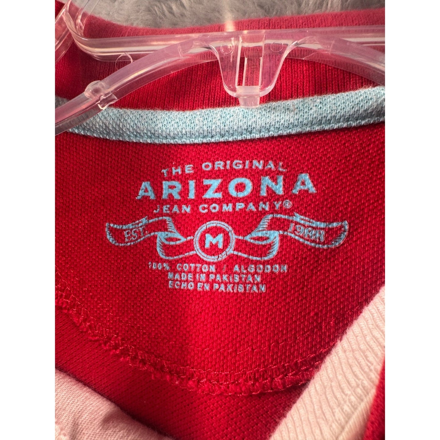 Arizona Jean Co. Mens Red Polo Shirt M Cotton Collared Casual Short Sleeve Top