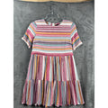 Forever 21 Multicolor Striped Short Sleeve Babydoll Dress Size S