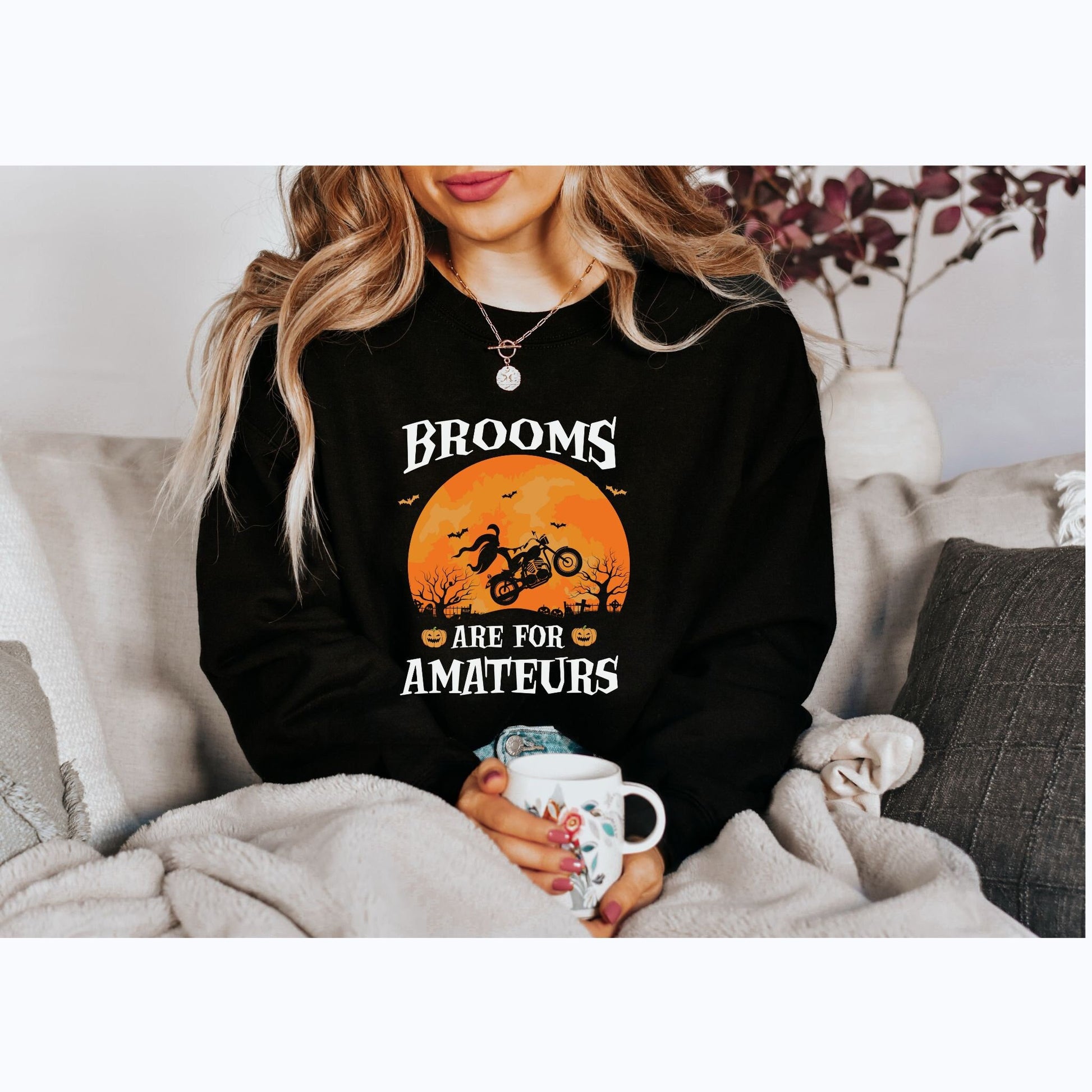 Witch Riding Bike on Full Moon Halloween T-Shirt: Wiccan Biker Love, Spooky Season Tee