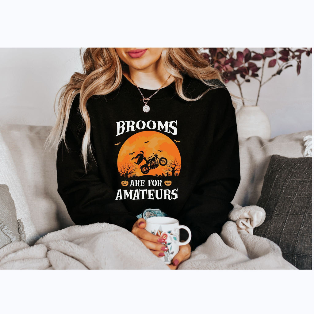 Witch Riding Bike on Full Moon Halloween T-Shirt: Wiccan Biker Love, Spooky Season Tee