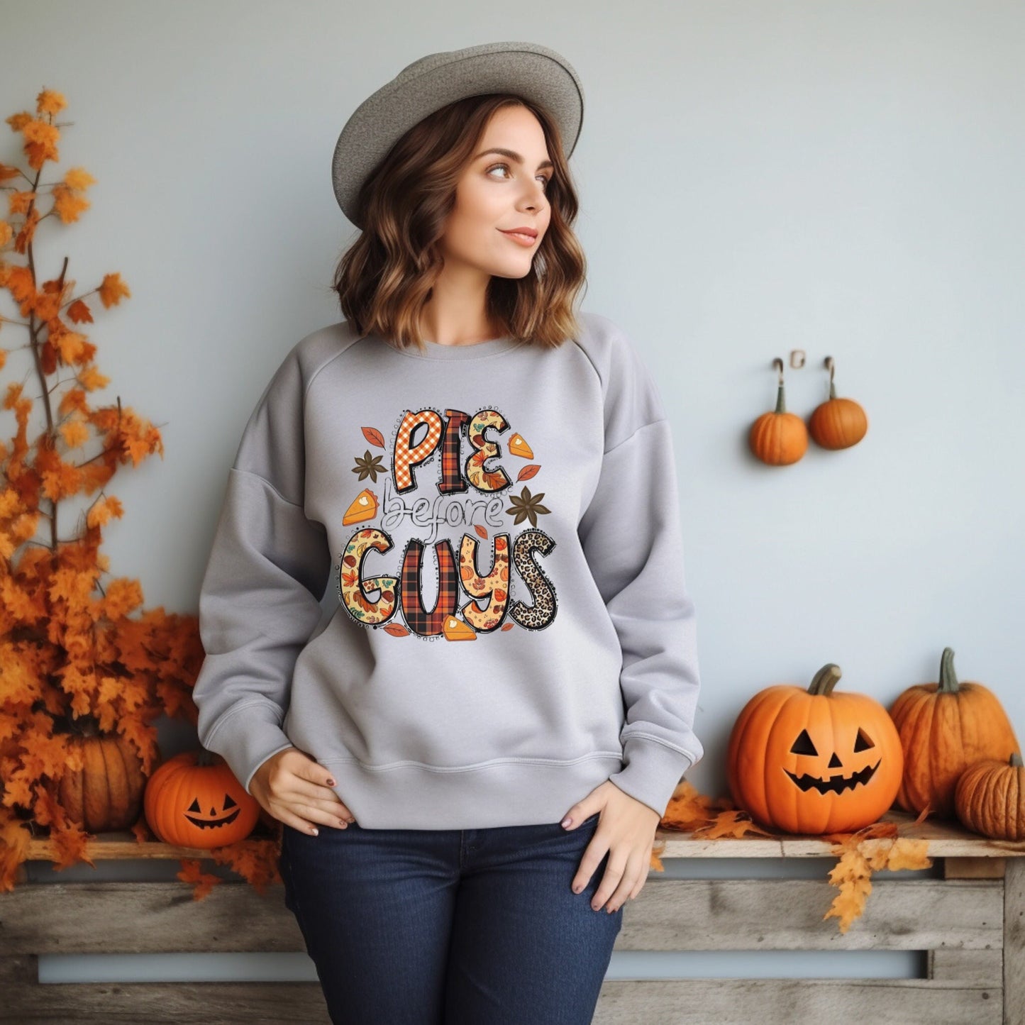 Thanksgiving Foodie Shirt: Pies Before Guys Funny Fall Graphic Tee for Baking Lovers