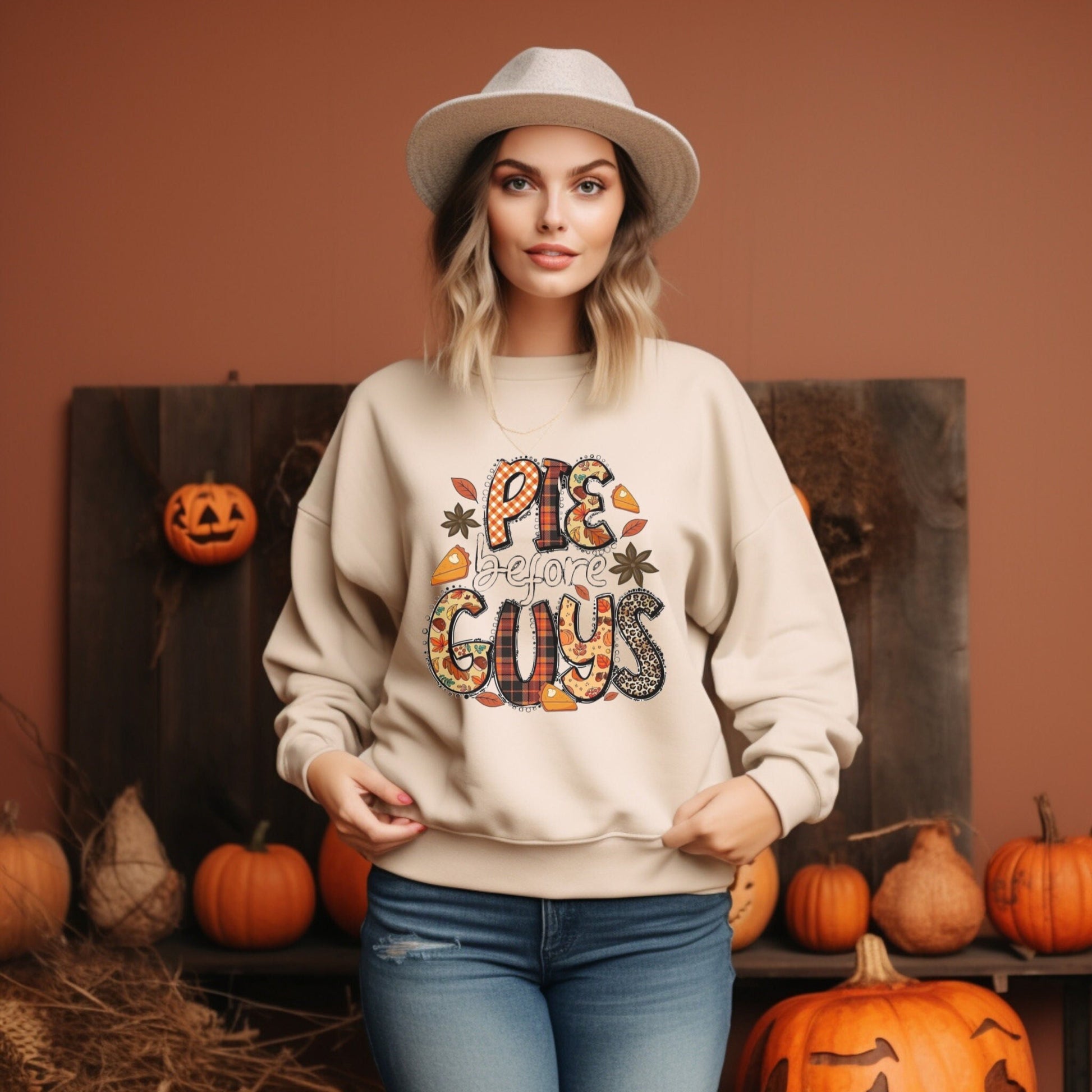 Thanksgiving Foodie Shirt: Pies Before Guys Funny Fall Graphic Tee for Baking Lovers