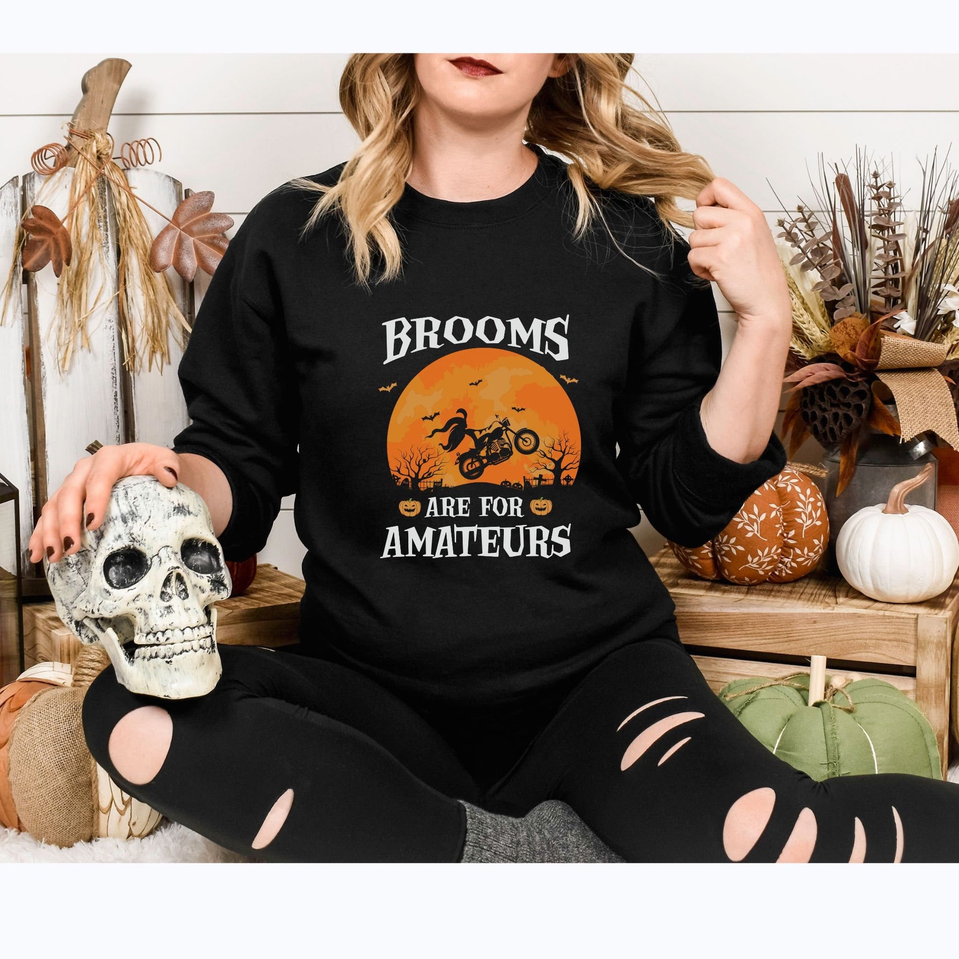 Witch Riding Bike on Full Moon Halloween T-Shirt: Wiccan Biker Love, Spooky Season Tee