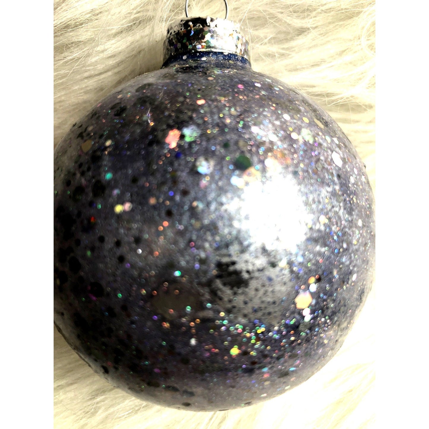 Hand-Painted Galaxy Swirl Christmas Ornament - Marbled Glitter Alcohol Ink Bauble Globe