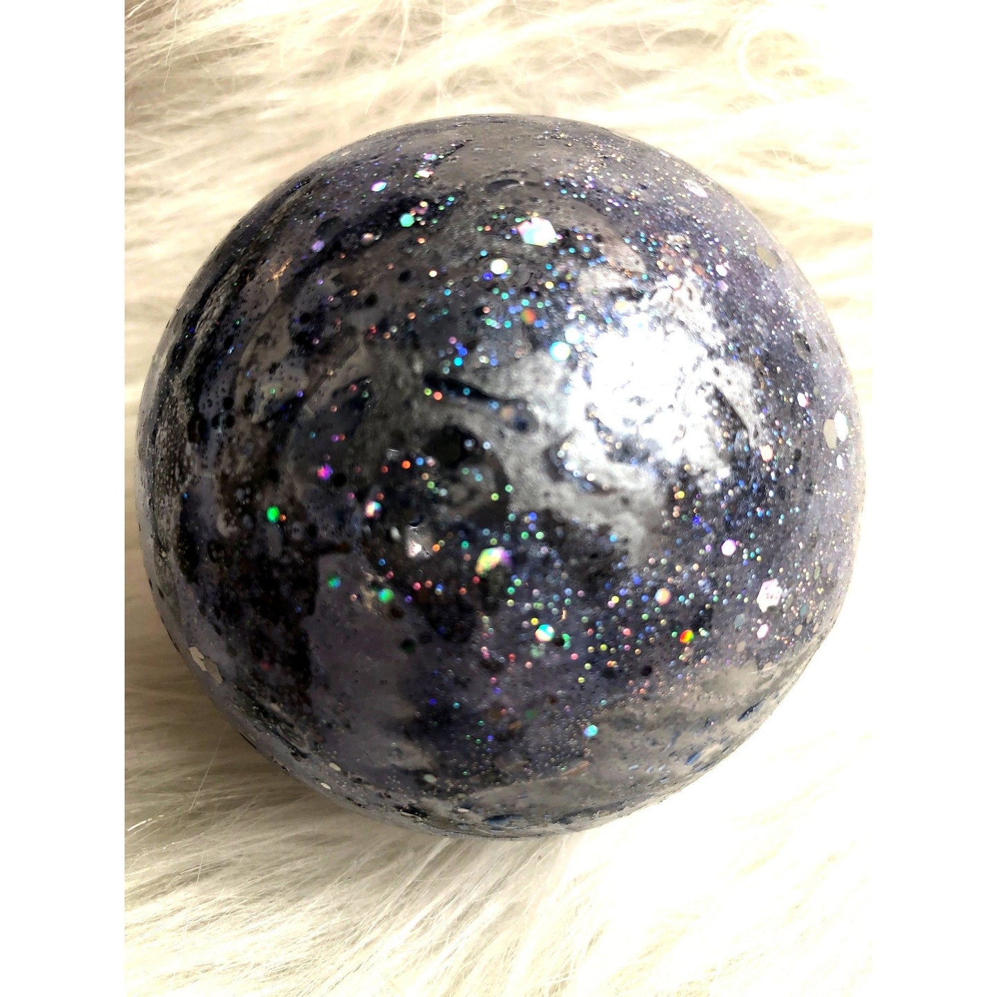 Hand-Painted Galaxy Swirl Christmas Ornament - Marbled Glitter Alcohol Ink Bauble Globe