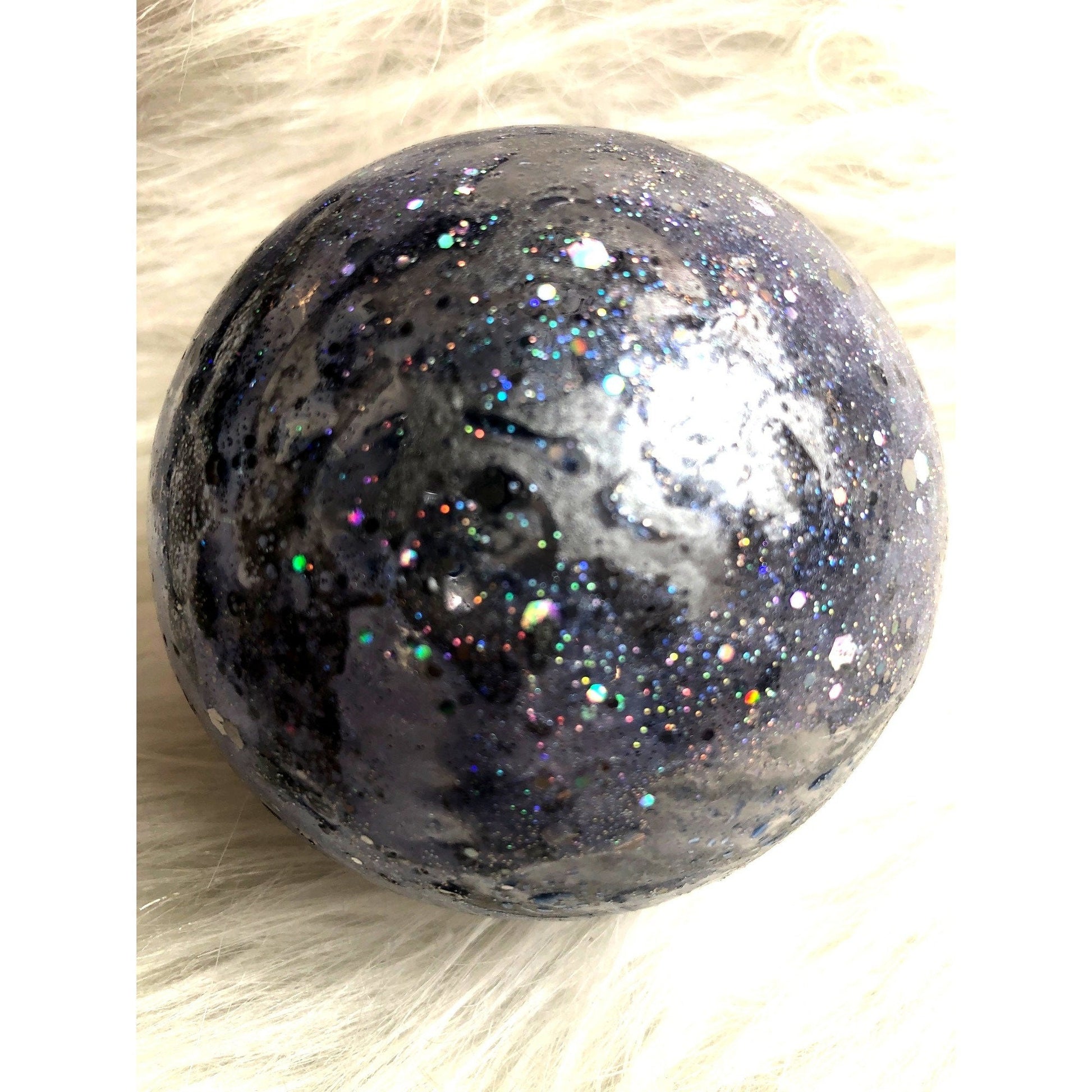 Hand-Painted Galaxy Swirl Christmas Ornament - Marbled Glitter Alcohol Ink Bauble Globe