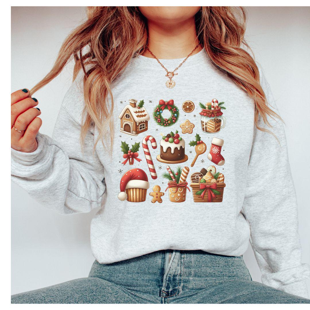 Festive Holiday Sweatshirt: Treats Decorations Print for Men & Women - Cozy Christmas Apparel