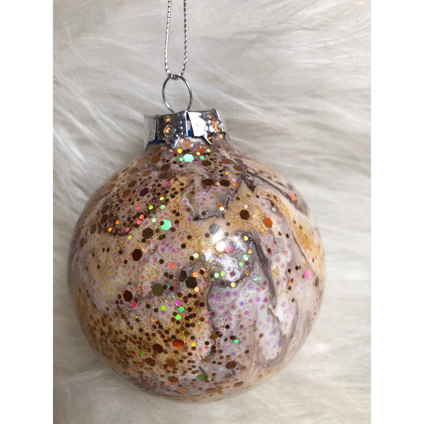 Dazzling Handcrafted Glitter Swirl Glass Christmas Ornament - Festive Holiday Tree Decoration Gift