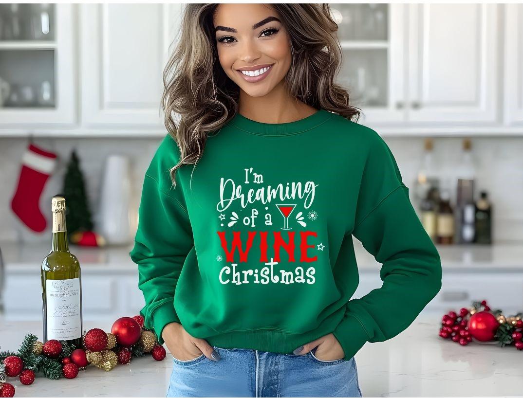 Funny Wine Lover Christmas Sweatshirt - Festive Holiday Humor Apparel for Winter Party Season