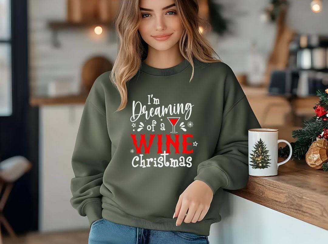 Funny Wine Lover Christmas Sweatshirt - Festive Holiday Humor Apparel for Winter Party Season