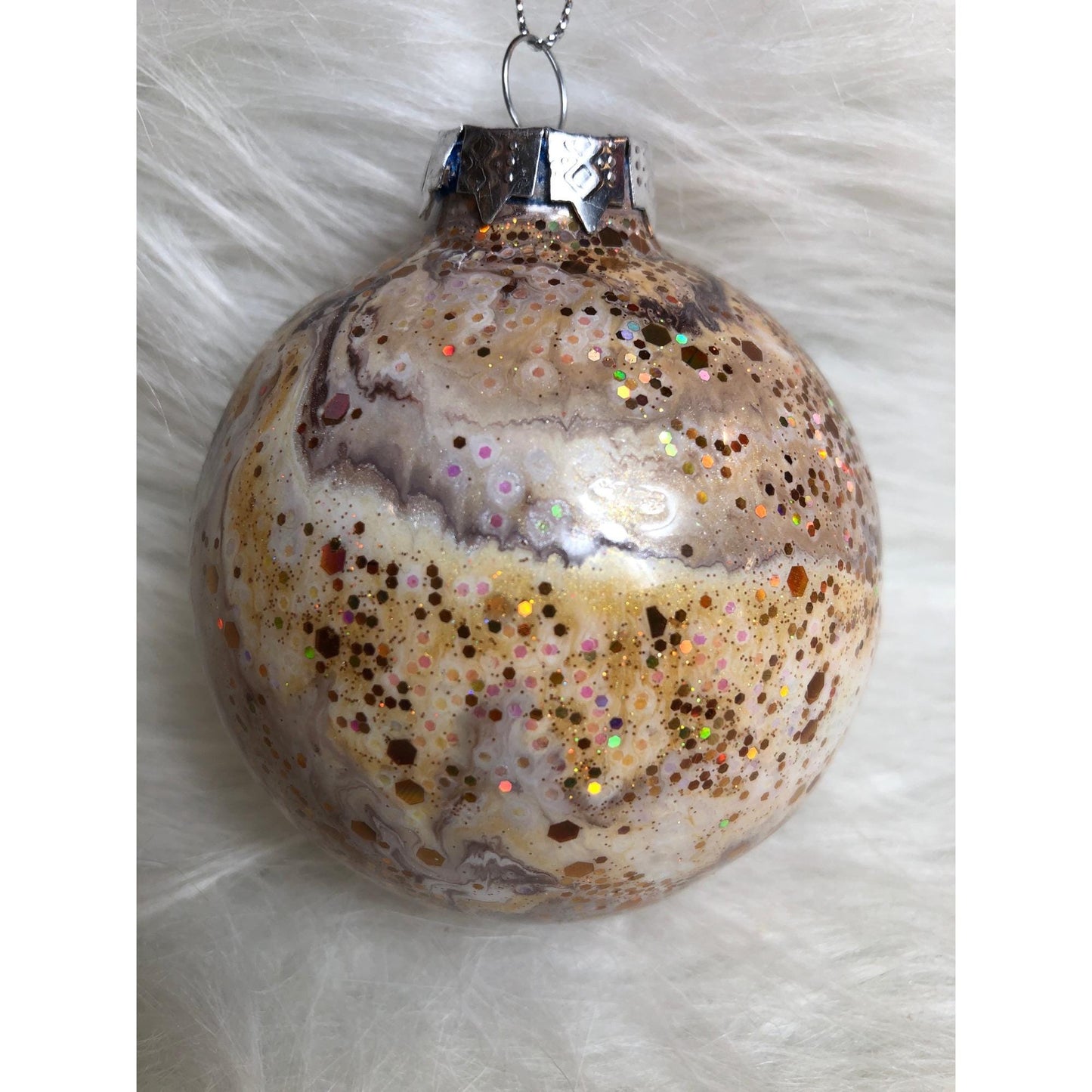 Dazzling Handcrafted Glitter Swirl Glass Christmas Ornament - Festive Holiday Tree Decoration Gift
