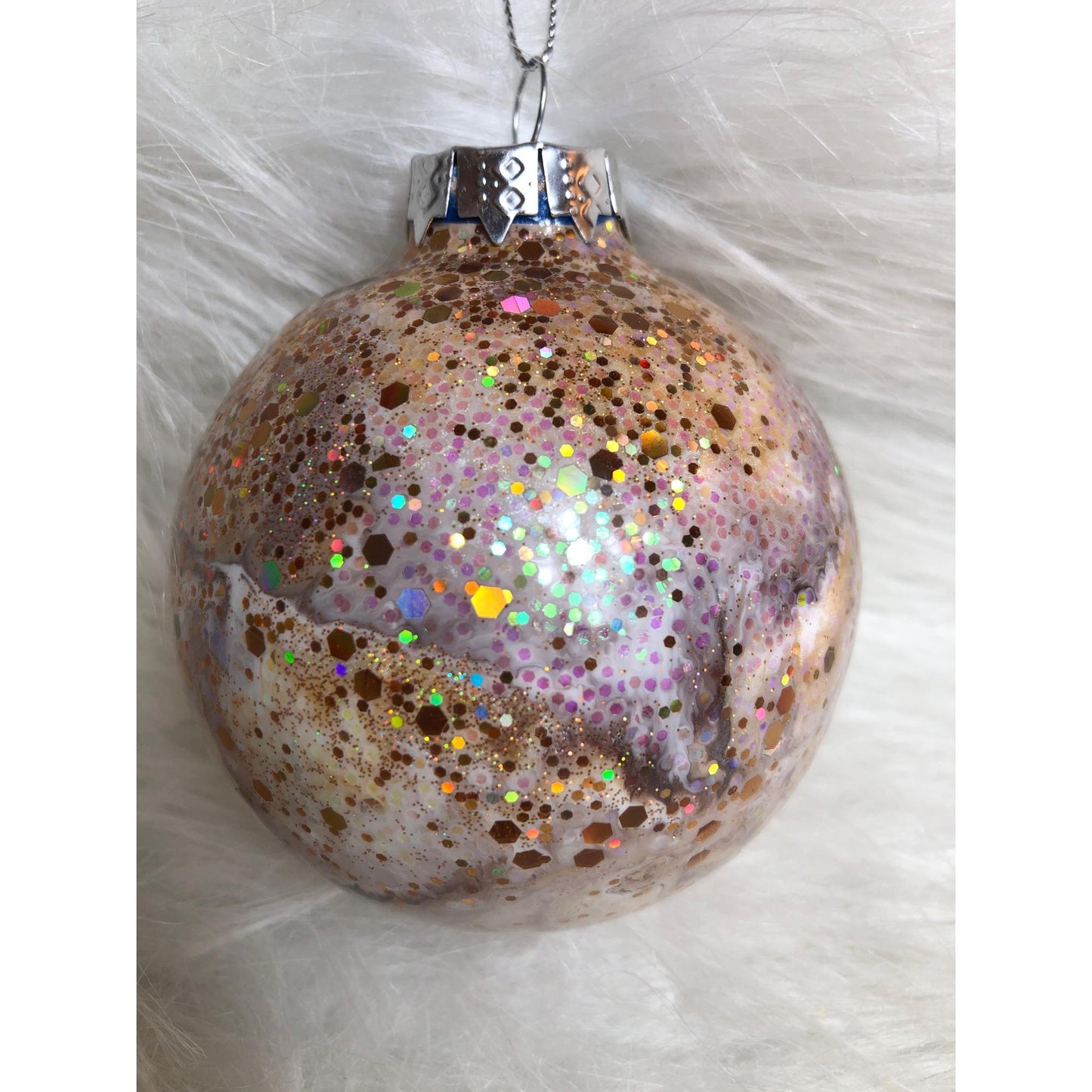 Dazzling Handcrafted Glitter Swirl Glass Christmas Ornament - Festive Holiday Tree Decoration Gift