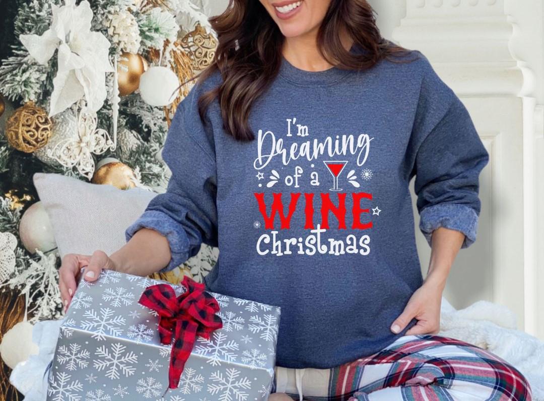 Funny Wine Lover Christmas Sweatshirt - Festive Holiday Humor Apparel for Winter Party Season