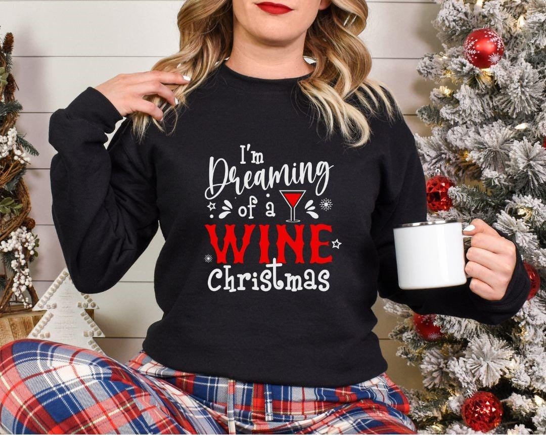 Funny Wine Lover Christmas Sweatshirt - Festive Holiday Humor Apparel for Winter Party Season