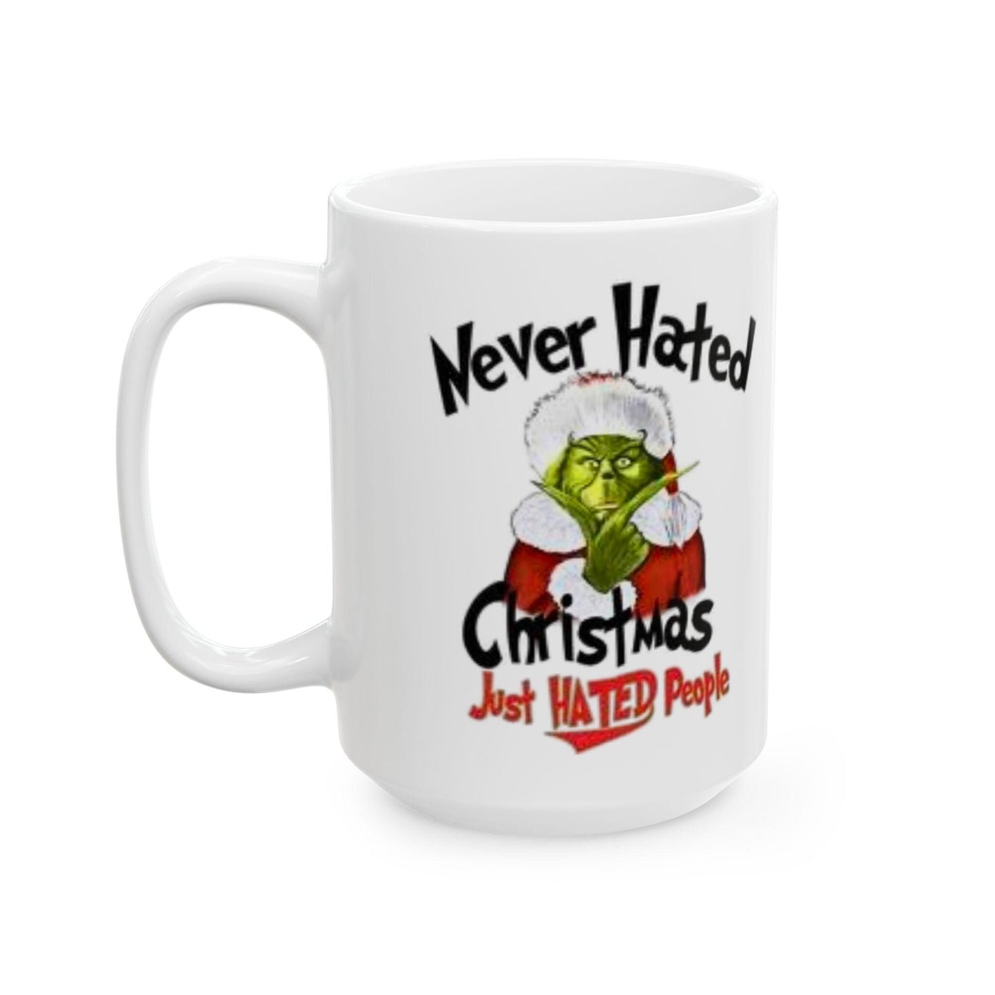 Sarcastic Grinch Christmas Mug with Santa Hat - Funny Holiday Ceramic Cup for Coffee Lovers