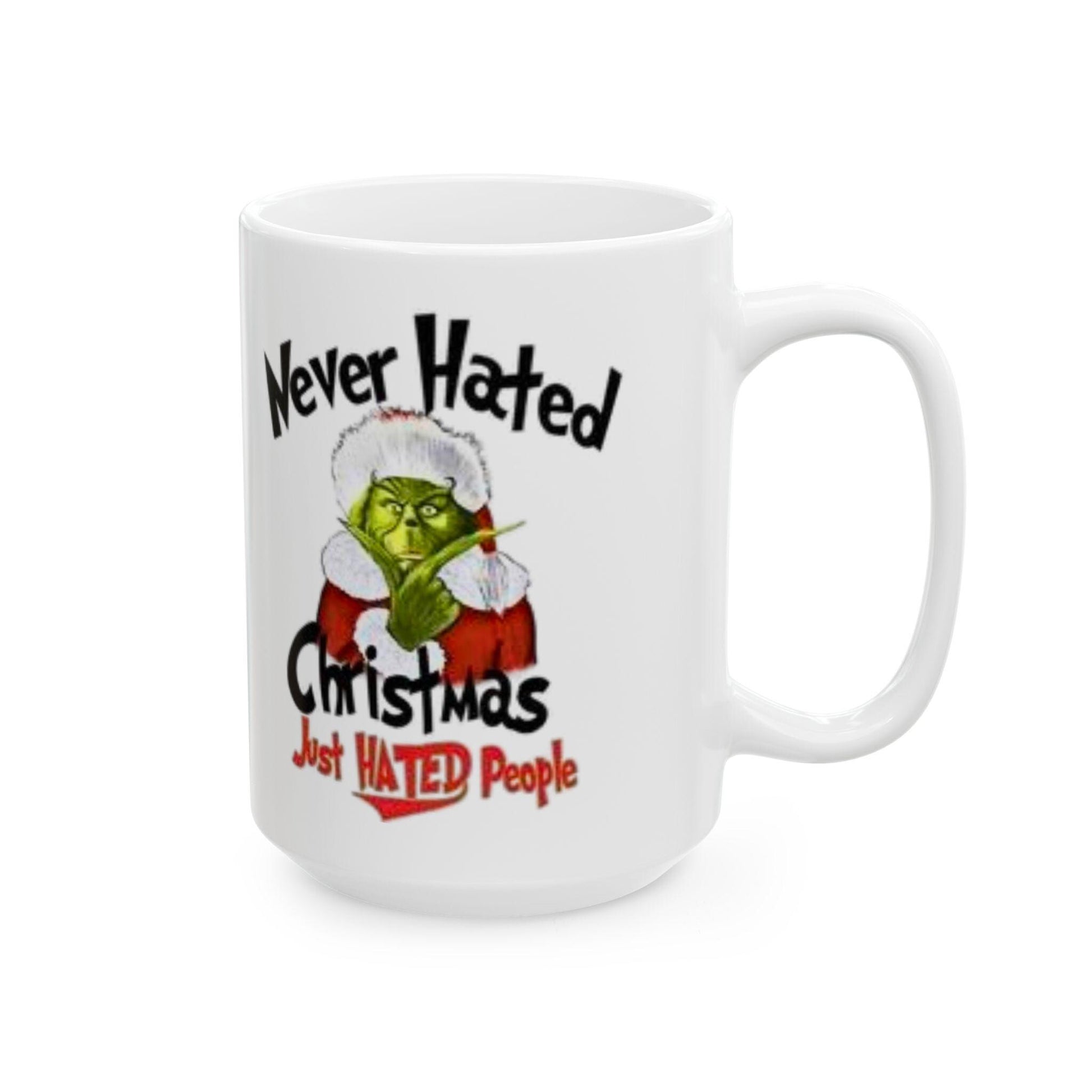Sarcastic Grinch Christmas Mug with Santa Hat - Funny Holiday Ceramic Cup for Coffee Lovers