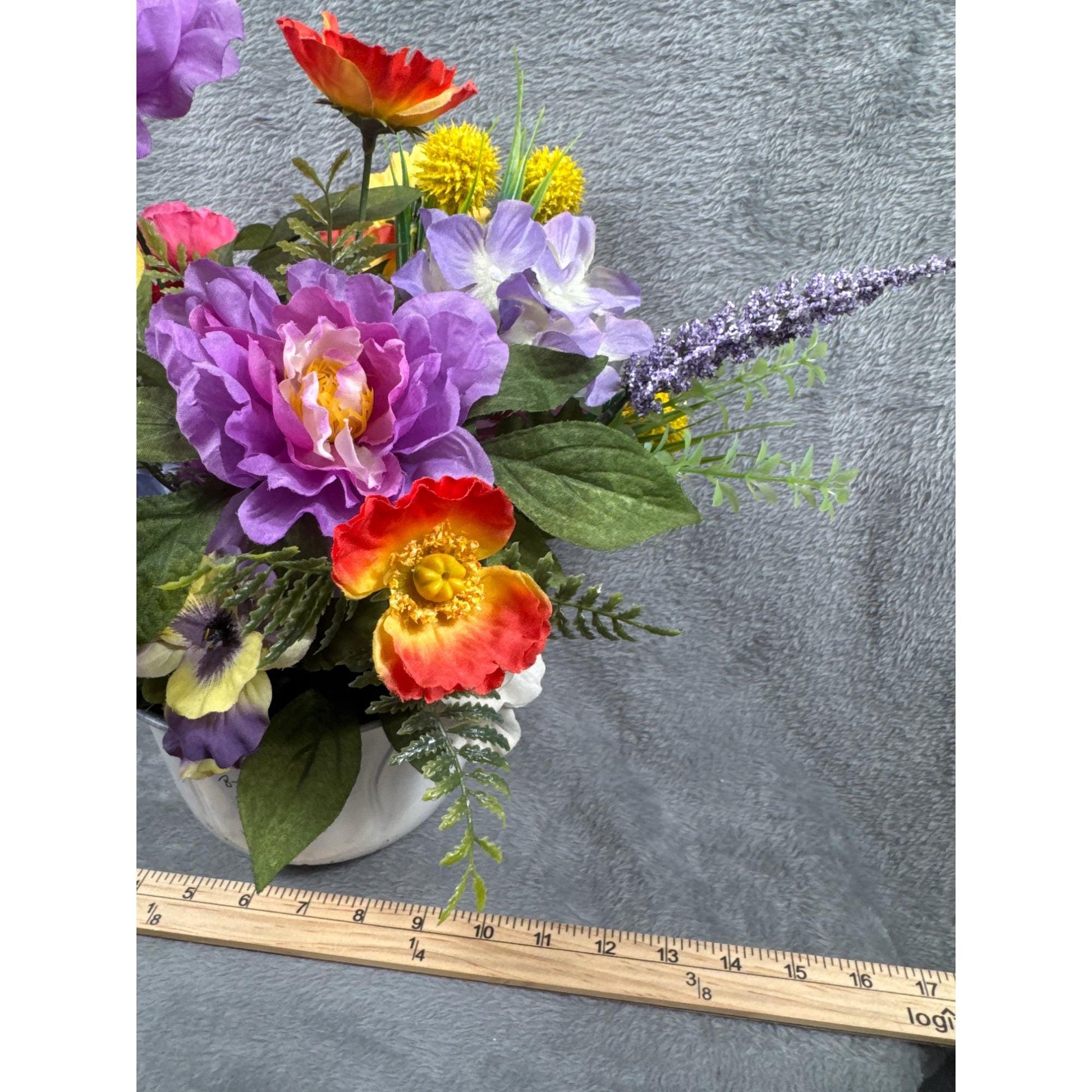 Floral Arrangement In White Vase/Pot Artificial Flowers